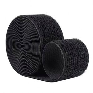 Bande auto-agrippante adhésive d'un côté, différentes tailles, adhésion forte, 100 % nylon, noire, auto-agrippante d'un côté - Product Image 1