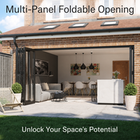 Porte pliante en aluminium de luxe avec double vitrage, porte d'entrée extérieure pliable, porte de patio pliable, coupe-vent, imperméable, insonorisée, taille personnalisée