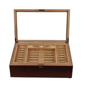 DS Luxury <b>Lacquer</b> Glass Top Handcrafted Cedar Humidor Cigar Box with Lock Wholesale - Product Image 2