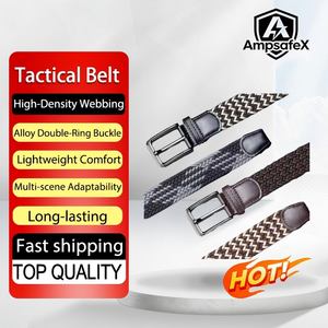 Ceinture de sécurité réglable en toile tissée respirante noire pour hommes et femmes, confortable pour l'équitation - Product Image 1