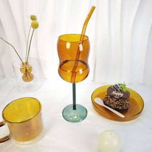 Hot Sale Weddings Colored Wine Stem <strong>Glasses</strong> <strong>Amber</strong> <strong>Glass</strong> Wine Champagne <strong>Cup</strong> - Product Image 5