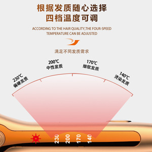 Plancha de pelo Kemei de 30 cm, dorada, con ajuste de temperatura de iones negativos, rizador para uso doméstico - Product Image 5