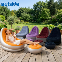 2026 Design moderne Chaise longue gonflable pliable, Canapé pouf, Repose-pieds, pour la détente en extérieur et l'intérieur (salle de séjour)