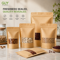 Sachets en papier kraft personnalisés GLY PACK avec fenêtre transparente et fermeture éclair refermable pour l'emballage de noix, graines et épices – Vente en gros