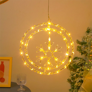 Caliente Navidad pared ventana ventosa lámpara Led Navidad copo de nieve diseño luces cálido Color blanco batería iluminación - Product Image 1