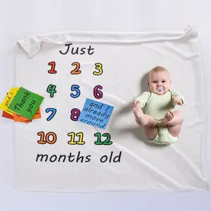 Recién nacido del bebé hito toalla fotografía logotipo personalizado bebé manta de lana