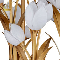 Lustre moderne de luxe en verre blanc en forme de tulipe, suspension florale en laiton pour salon, restaurant, hôtel, villa, intérieur