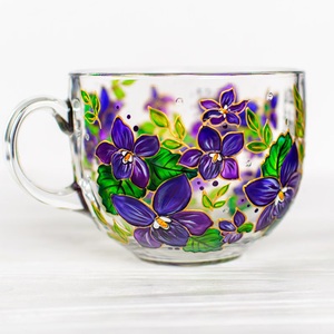 Coffret cadeau d'entreprise pour mariage, <span class=keywords><strong>Mug</strong></span> en verre <span class=keywords><strong>personnalisé</strong></span> avec <span class=keywords><strong>texte</strong></span> et fleur de naissance peints à la main, motif Chèvrefeuille, Cadeau d'anniversaire <span class=keywords><strong>personnalisé</strong></span> - Product Image 5