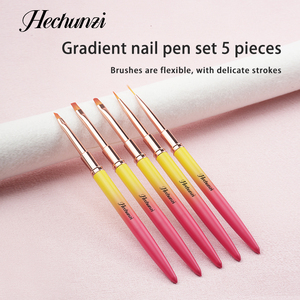 Juego de Pinceles para Uñas de Pelo Sintético Ecológico, Pincel para Arte de Uñas con Punta Metálica Degradada y Virola Ondulada - Product Image 6