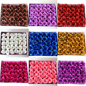 Têtes de fleurs artificielles en soie, taille Honor, à paillettes, modernes, éternelles, avec poudre dorée et cristaux, multicolores, pour mariage et <span class=keywords><strong>d</strong></span>écoration intérieure, vente en gros directe usine - Product Image 2