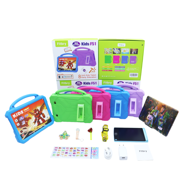 New Arrival OEM 8 Inch IPS Screen Android 15 Quad Core Support Single Card Kids Learning Tablet PC with Gifts