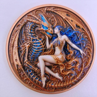 Pièces de collection en gros : Pièces commémoratives en cuivre 999 de 2 oz, Dragon en relief 3D, Œil de dragon, Impression de collection de pièces de monnaie en lingot