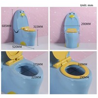 Siège de toilette mural moderne monobloc à double chasse pour enfants, design en céramique coloré, écoulement en S, cuvette allongée