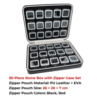 Lot de 30 boîtes de présentation en plastique pour pierres précieuses avec étui zippé en cuir PU, organisateur portable pour pierres en vrac, idéal pour le voyage