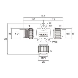 M12 Aコード5ピンプラスチックネジTコネクタオス-メスx2マリン用 - Product Image 4