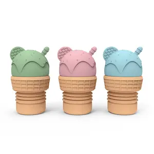 Venda quente Ice Cream Cup Em Forma Colorida Infantil Macio Criativo Água Pulverização Do Bebê Presentes Silicone Banho Brinquedos para Criança Chuveiros