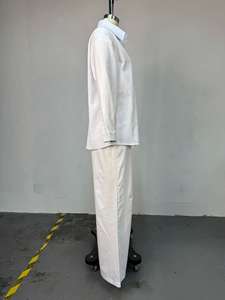 Women's White 2 Piece Set - Long Sleeve Button <b>Down</b> Shirt & Wide Leg <b>Pants</b> Outfit Womens Sets African Clothes Fashion - Product Image 5