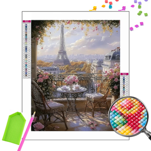 Kit Pittura Diamante Fai da Te per Adulti, Ingrosso, 5D Full Drill, Diamanti Sagomati Speciali, Balcone Parigino, Arte Diamantata Retrò - Product Image 1