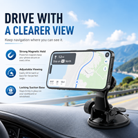 Support magnétique de téléphone pour voiture en alliage d'aluminium durable de qualité industrielle avec ventouse, fixation stable pour pare-brise et tableau de bord à angle réglable