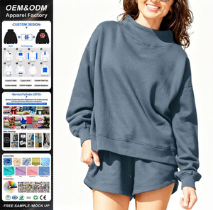 Sudadera con capucha de felpa francesa cepillada 100% algodón para mujer, estilo urbano, oversize, con bordado y cuello simulado, al por mayor - Product Image 1