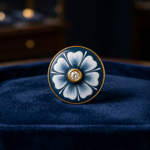 Botones de Lujo Personalizados de Latón Hechos a Mano con Esmalte Meenakari de Jaipur, Flor Azul y Cristal Polki para Hombre, Ideales para Aniversarios y Bodas - Product Image 4