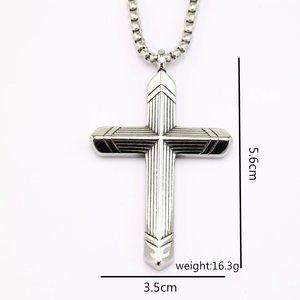 yunnique Stainless Steel <b>Cross</b> Pendant Geometric Design Asymmetry Fashion Necklace For <b>Men</b> And Women Gift Jewelry - Product Image 5