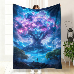 Manta de Franela con Diseño de Ballena en el Cielo Cósmico, Manta para Siesta, Lavable a Máquina, Resistente a la Decoloración, para el Hogar y la Oficina, Impresión Personalizada - Product Image 4