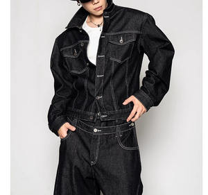 Personnalisé Hommes Respirant Bleu Denim Veste Pantalon Deux Pièces Jeans Costume pour Style Décontracté Automne Tissé Armure Plus La Taille Brodé - Product Image 2