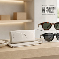 Boîte de protection en pulpe de canne à sucre moulée écologique pour lunettes, personnalisable