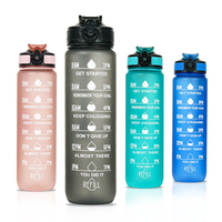 Bouteille d'eau en plastique de haute qualité, personnalisée, pour le sport en plein air, la course à pied, la motivation, les voyages, sans BPA, avec paille en silicone
