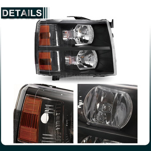 Faros Delanteros para Chevrolet Silverado 2007-2013, Halógenos, Semi-Ensamblados, Negros, Repuestos - Product Image 4