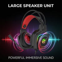 PJT-DEP2473 Écouteurs filaires RGB de jeu surprise avec micro USB, casque dynamique à double connecteur pour les audiophiles sportifs