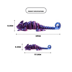 Feeron 3D-Gedruckte PLA Chamäleon-Figur mit Blau-Violetter Farbverlauf, Realistische, Langlebige, Anpassbare Schreibtisch-Dekoration für Tierliebhaber - Product Image 2