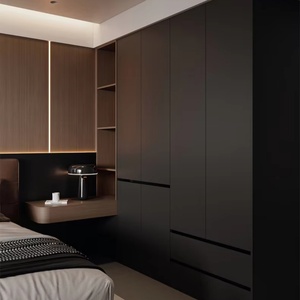 Ensemble de chambre à coucher avec armoire, table de chevet d'angle, design moderne, meubles sur mesure - Product Image 1