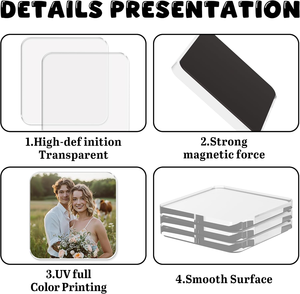 Imán Acrílico Transparente para Refrigerador, Imprimible, Brillante, Personalizable por Sublimación, para Impresión de Fotos DIY, Regalo, Recuerdo - Product Image 3
