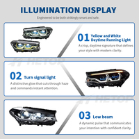 Faros Delanteros HETOP G30 2018-2020 Serie 5, Doble Color, Pre-Lci, Actualización Modificada, LED DRL Estilo Ikon, Enchufar y Usar, para BMW