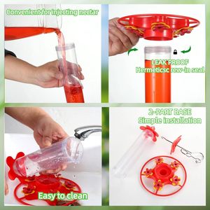 Comedero para Colibríes de 200 ml, Diseño de Flor Colgante con Foso para Hormigas, Fácil de Limpiar, para Aves Silvestres de Jardín - Product Image 3