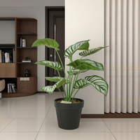 Plantes artificielles en pot pour décoration intérieure avec pot en plastique, bonsaï, petite herbe verte, herbe à image, palmier en plastique