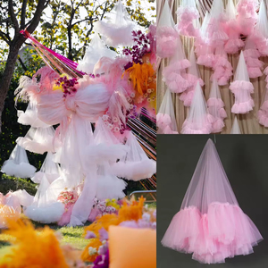 Декоративная подвесная драпировка в форме облака из шелковой сетки для свадеб, мероприятий, оформления фона, уличных фотосессий и дней рождения - Product Image 6