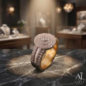 แหวนหมั้นเพชรโมอิสซาไนต์ทรงคลาสสิกสำหรับผู้หญิงจาก AARVA JEWELS เงินแท้ 925 ชุบโรเดียม ดีไซน์ดอกไม้หรูหรา ประดับเพชรแบบหนามเตย - Product Image 1
