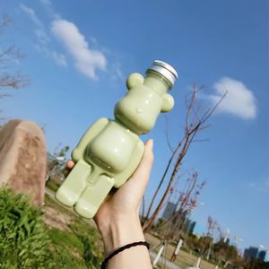 Cute Bear Disposable PET Cylinder Shape <strong>Plastic</strong> <strong>Bottles</strong> and Cups for Cold Drinks Bubble Tea Ice Coffee Juice <strong>Beer</strong> - Product Image 3