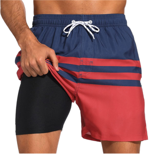Men's Summer Sports Shorts Casual Fitness Beach Pants Double-<b>Layer</b> Quick Drying Sweat Absorption <b>Mid</b> Waist Knitted Hot Shorts 3D - Product Image 1