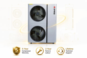 ปั๊มความร้อนอากาศสู่น้ำ 15.6 กิโลวัตต์ R290 A+++ EVI 75°C ระบบทำความร้อนอุณหภูมิสูง น้ำร้อนใช้งานได้ทุกที่ (DHW) มาตรฐาน CE CB สำหรับโรงแรม - Product Image 6