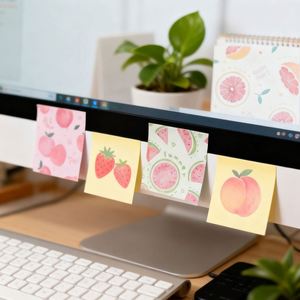 กระดาษโน้ตลายผลไม้แบบมีกาวในตัว - ธีมเกรปฟรุต/แตงโม/สตรอว์เบอร์รี ของขวัญเครื่องเขียนตกแต่งสำนักงานและการเรียน - Product Image 6