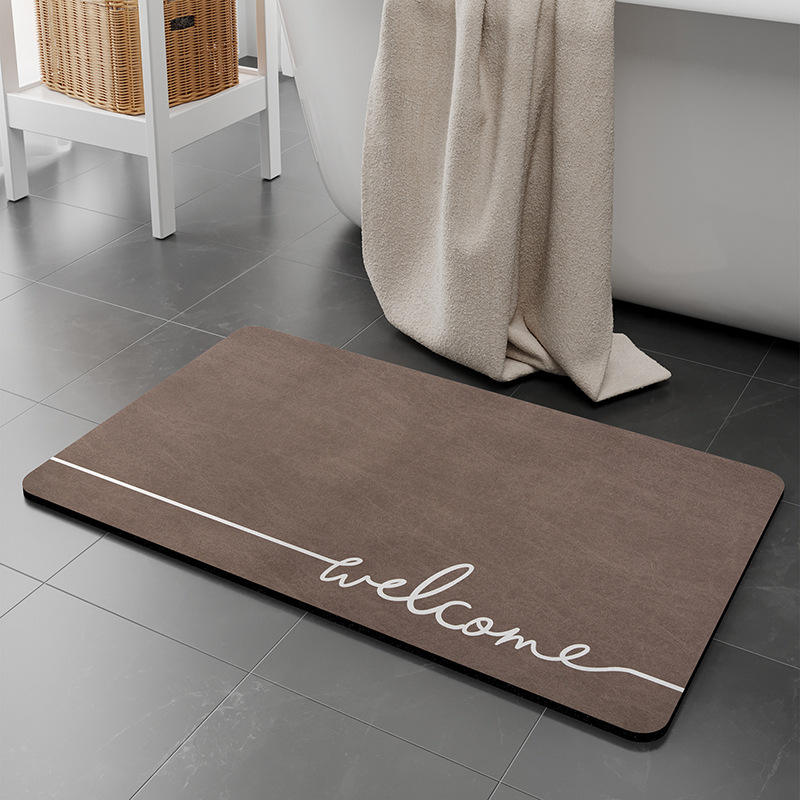 Tapis de salle de bain en polaire arc-en-ciel - Lettre marron