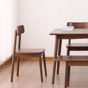 Solid Wood <b>Dining</b> <b>Chair</b> Oak Walnut Color Backrest Nordic Style <b>Dining</b> Room <b>Chair</b> - Product Image 3