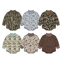 Combinaison bébé unisexe à manches longues et col montant, imprimé camouflage léopard, style chasse, pour nourrisson et tout-petit, décontractée