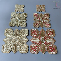 Appliques thermocollantes en acrylique avec croix brodée personnalisée en Lurex doré, pour vêtements et robes, usage liturgique et ecclésiastique