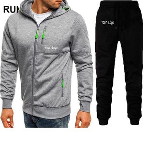 Survêtement deux pièces réversible personnalisé imprimé, de haute qualité, épais, écologique, avec fermeture éclair, comprenant un sweat à capuche à cordon et un pantalon de survêtement - Product Image 1
