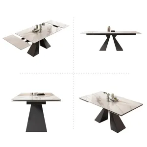 Foshan Furniture Factory Multifunctional Dining Table Modern Sintered Stone Top Luxury Dinning Table For 6 8 Chairs Set